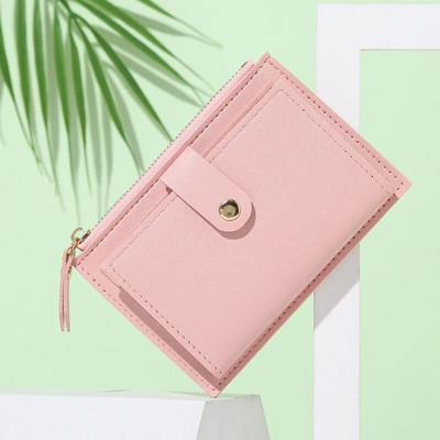 Portofele simple Poșetă din piele PU pentru femei Mini Hasp Solid Multi-Cards Holder Portofele scurte pentru monede Portofel mic subțire Genți cu fermoar