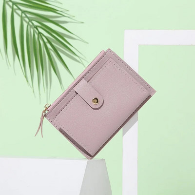 Portofele simple Poșetă din piele PU pentru femei Mini Hasp Solid Multi-Cards Holder Portofele scurte pentru monede Portofel mic subțire Genți cu fermoar