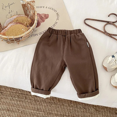 Pantaloni căptușiți cu lână, iarna caldă, pentru bebeluși, băieți și fete, pentru copii mici, pantaloni drepti de pluș