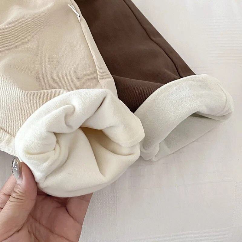 Pantaloni căptușiți cu lână, iarna caldă, pentru bebeluși, băieți și fete, pentru copii mici, pantaloni drepti de pluș