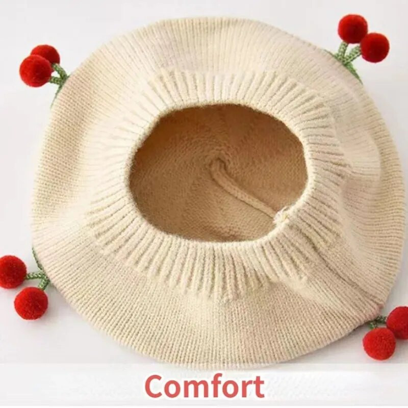 2024 m. nauja kūdikių kepurė Vienspalvė gėlių mergaitėms šilta beretė Vintažinė megzta beretė kepurė vaikams rudens žiema vaikams dailininkė tapytoja kepurė