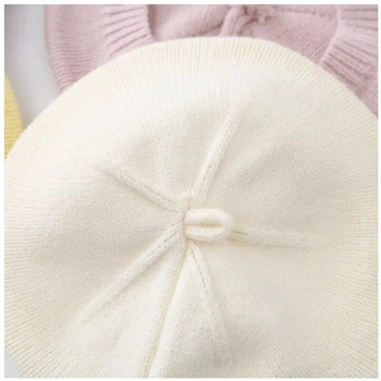 Μονόχρωμο λουλούδι Baby Beret Καπέλο Χειμερινό Ζεστό πλεκτό καπέλο Beanie για βρέφη κοριτσάκια Κορεάτικη Πριγκίπισσα Καλλιτέχνης ζωγράφος Καπέλα