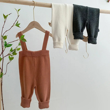 Панталони за новородени, плетене, памучни клинове за момичета, гащеризони, панталони с презрамки, 3 цвята, есен, пролет, нови PP панталони