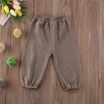 Прохождащо бебе, бебе, момичета, момче, панталони, набръчкани памучни ретро панталони, панталони, клинове, плътни панталони 6M-4T