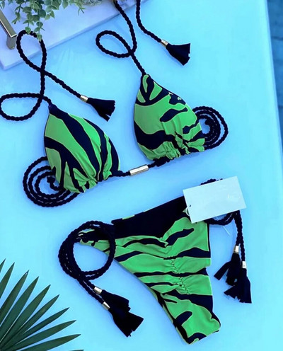 (17 spalvų) Vienspalvis pintas maudymosi kostiumėlis Daugiaspalvis bikinio dviejų dalių kostiumas specialus audinys Brazilijos moteriškas maudymosi kostiumėlis maudymosi kostiumėlis