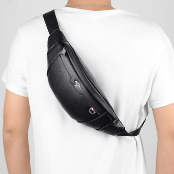 YoReAi Мъжка полиуретанова износоустойчива чанта за гърди Многофункционални слушалки Чанти за месинджъри Водоустойчива черна чанта за съхранение на мобилен телефон