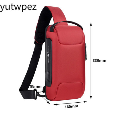 Pánska vodotesná USB Oxford Crossbody taška proti krádeži, taška cez rameno, multifunkčná krátka cestovná taška cez hrudník pre mužov