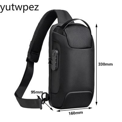 Pánska vodotesná USB Oxford Crossbody taška proti krádeži, taška cez rameno, multifunkčná krátka cestovná taška cez hrudník pre mužov