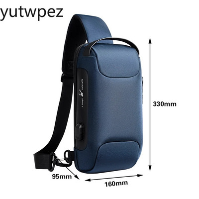 Pánska vodotesná USB Oxford Crossbody taška proti krádeži, taška cez rameno, multifunkčná krátka cestovná taška cez hrudník pre mužov