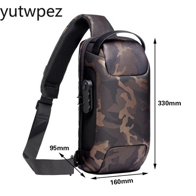 Pánska vodotesná USB Oxford Crossbody taška proti krádeži, taška cez rameno, multifunkčná krátka cestovná taška cez hrudník pre mužov