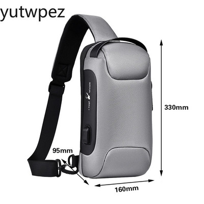 Pánska vodotesná USB Oxford Crossbody taška proti krádeži, taška cez rameno, multifunkčná krátka cestovná taška cez hrudník pre mužov