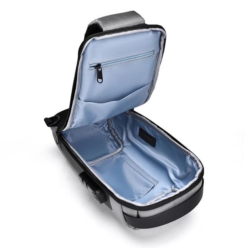 Pánska vodotesná USB Oxford Crossbody taška proti krádeži, taška cez rameno, multifunkčná krátka cestovná taška cez hrudník pre mužov