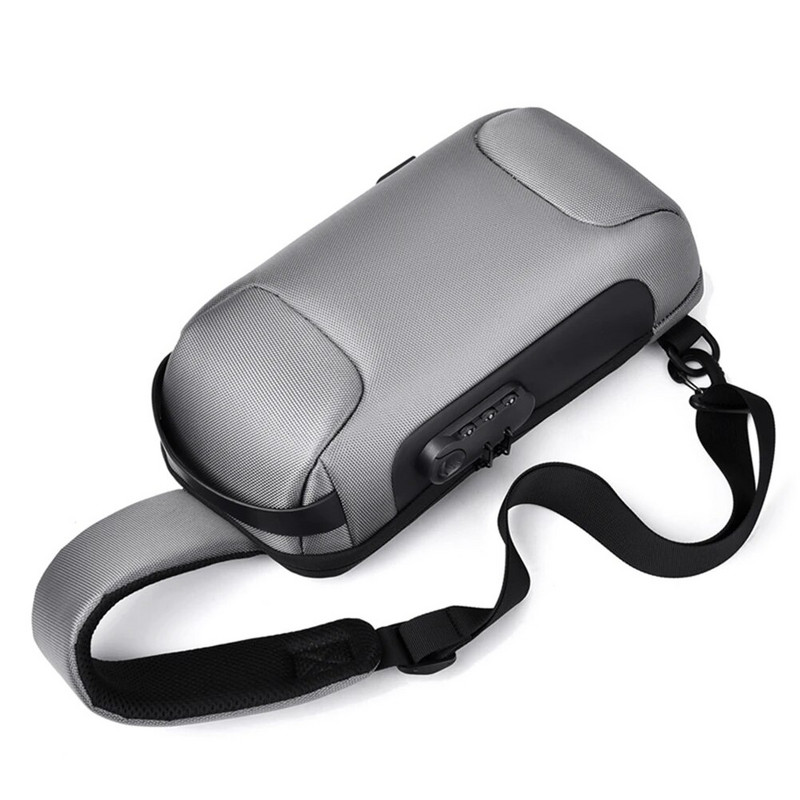 Pánska vodotesná USB Oxford Crossbody taška proti krádeži, taška cez rameno, multifunkčná krátka cestovná taška cez hrudník pre mužov