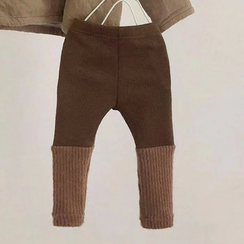 Бебешки унисекс зимни плюшени клинове Детски ежедневни тесни панталони Обикновени раирани нови рендирани панталони Оребрени топли меки еластични панталони