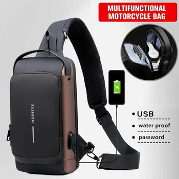 Ανδρική αντικλεπτική τσάντα στήθους Τσάντες ώμου USB φόρτισης χιαστί Πακέτο Σχολικό σύντομο ταξίδι Messenger Τσάντες Ανδρικές τσάντες Oxford Sling