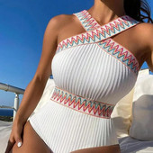 Costum de baie într-o bucată pentru femei în dungi de vară, cu bretele încrucișate, costume de baie, costume de baie, costume de baie, îmbrăcăminte de plajă Плавательный костюм