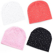 Pălărie din bumbac Strass Copii Băiete Pălării de culoare solidă Copii Copii Bebeluş Băiat Fată Sugar Moale Căldură Călărie Şapcă