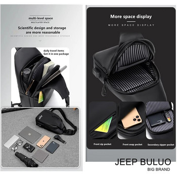 JEEP BULUO Нови мъжки чанти за гърди Ежедневни чанти с прашка Чанти за пътуване и пътуване Чанти за носене Мъжка водоустойчива чанта през рамо Найлонова чанта