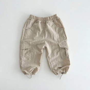 Есен 2023 Нови бебешки свободни панталони Момчета Момичета Ежедневни панталони Едноцветни модни карго панталони Спортни панталони за бебета и малки деца Детски дрехи