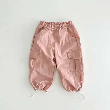 Есен 2023 Нови бебешки свободни панталони Момчета Момичета Ежедневни панталони Едноцветни модни карго панталони Спортни панталони за бебета и малки деца Детски дрехи