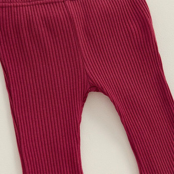 Пролетни панталони за новородено момиче Ежедневни клинове Модни детски плътни плетени кльощави панталони за момиче Меки дълги панталони за малко дете