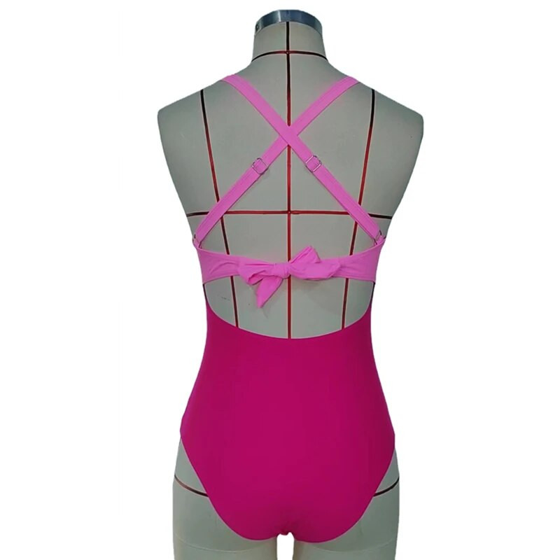 Costum de baie sexy Hollow Cross Sling Costum de baie fără spate asortat culorilor Bikini dintr-o bucată Costume de baie la modă Costum de baie pentru femei