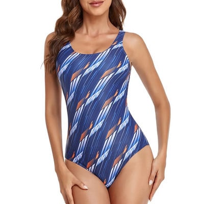 Costum de baie într-o singură piesă de marime mare pentru sport Push Up pentru femei de dimensiuni mari Costum de baie pentru femeie cu corp închis pentru plajă