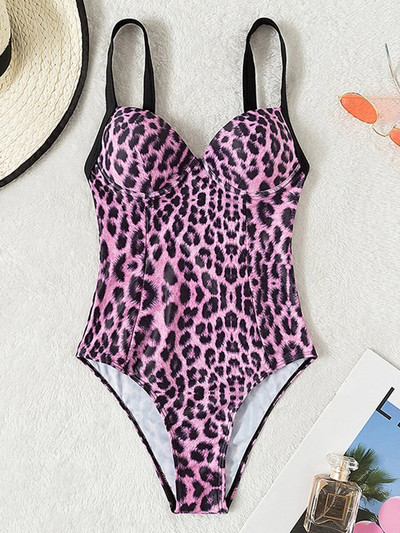 2024-es leopárd fürdőruha női egyrészes szexi brazil fürdőruha női push up fürdőruha nyári strandruha body