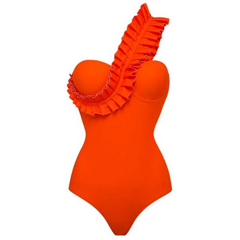 One Piece Swimsuit 2024 Νέο σέξι μαγιό με μασίφ βολάν Γυναικείο κίτρινο μαγιό παραλίας Φορέστε εξώπλατο Monokini