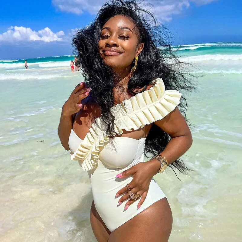 Vienetinis maudymosi kostiumėlis, 2024 m., naujas seksualus, vientisas, raukinamas maudymosi kostiumėlis, moteriškas geltonas maudymosi kostiumėlis paplūdimio dėvėjimas be nugarų monokini