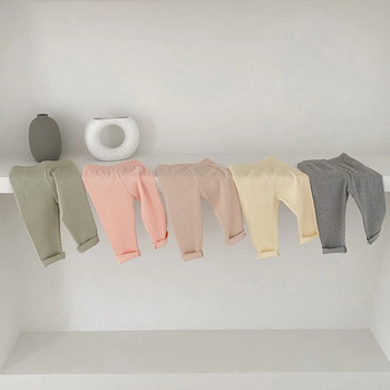 Ins 2023 Корейски есенни панталони за бебета за момичета Памучни рипсени универсални клинове за бебета и момичета Тесни тесни панталони с дъно за новородени момичета
