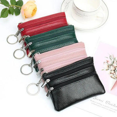 Fashion Leather Women Wallet Clutch Two Zip Female Short Small Coin Purse Keychain Brand New Design Soft Mini Card Cash Holder