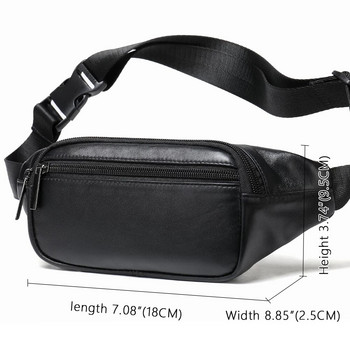 Luufan Мултифункционална мъжка чанта за гърди 2 Използвайте мъжка чанта с колан за едно рамо от естествена кожа, чанта за талията, слинг, чанта за гърди за мотоциклетисти, черна