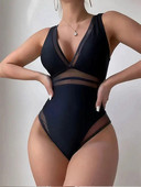 Costum de baie sexy cu decolteu în V, dintr-o bucată, pentru femei, cu plasă, mozaic, costum de baie, solid, sport, vară, plajă, costum de baie, monokini, S-XL