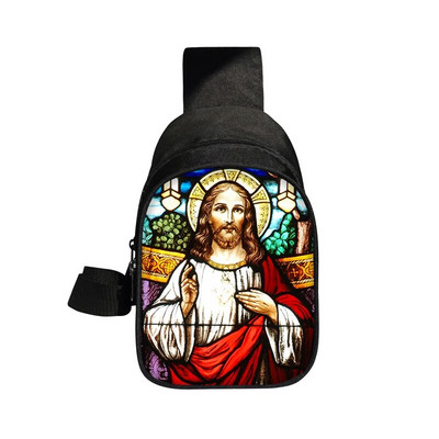 Kresťania Náboženstvo Svätý Ježiš Mária Hrudná taška Ženy Muži Crossbody Tašky Príležitostné Tašky cez rameno na cestovanie Telefón Kabelka Držiak Taška
