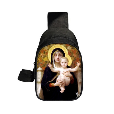 Kresťania Náboženstvo Svätý Ježiš Mária Hrudná taška Ženy Muži Crossbody Tašky Príležitostné Tašky cez rameno na cestovanie Telefón Kabelka Držiak Taška