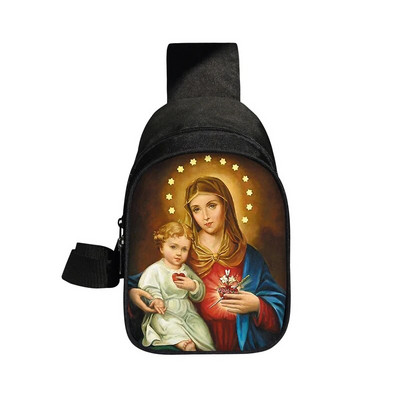 Kresťania Náboženstvo Svätý Ježiš Mária Hrudná taška Ženy Muži Crossbody Tašky Príležitostné Tašky cez rameno na cestovanie Telefón Kabelka Držiak Taška