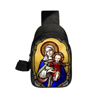 Kresťania Náboženstvo Svätý Ježiš Mária Hrudná taška Ženy Muži Crossbody Tašky Príležitostné Tašky cez rameno na cestovanie Telefón Kabelka Držiak Taška
