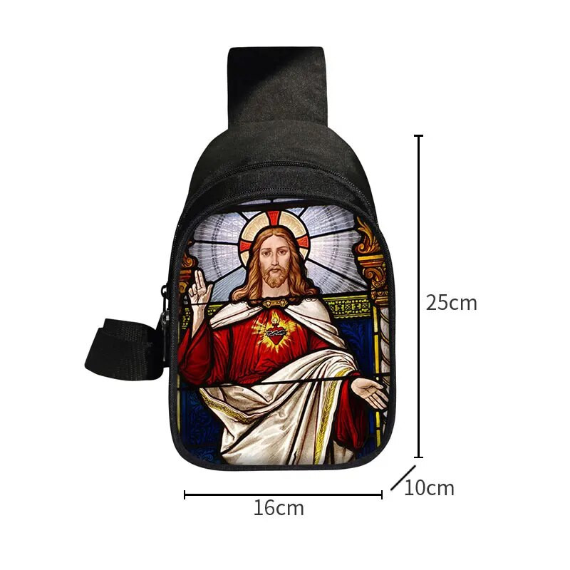 Kresťania Náboženstvo Svätý Ježiš Mária Hrudná taška Ženy Muži Crossbody Tašky Príležitostné Tašky cez rameno na cestovanie Telefón Kabelka Držiak Taška