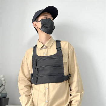 Τακτικές λειτουργικές τσάντες στήθους για άντρες Street Boy Hip-hop Tactical γιλέκο Τσάντα για νεαρούς άνδρες Πακέτα στήθους στήθος Μόδα ανδρική τσάντα καμβά