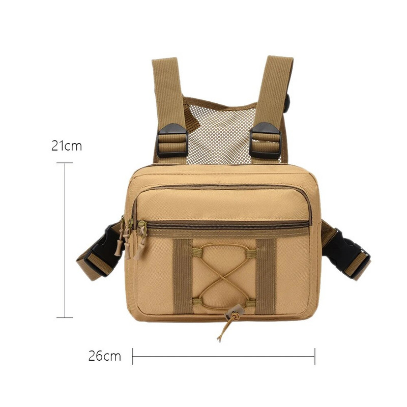 Taktická náprsná taška, hip hop, streetwear, náprsné tašky Molle, predná vesta, priedušná sieťovina, vonkajšia poľovnícka vojenská bojová taška