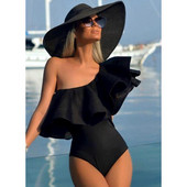 2024 Nové jednodielne plavky Dámske sexy pevné šnurovacie plavky Dámske volánikové plavky Letné plážové oblečenie Volánové plavky