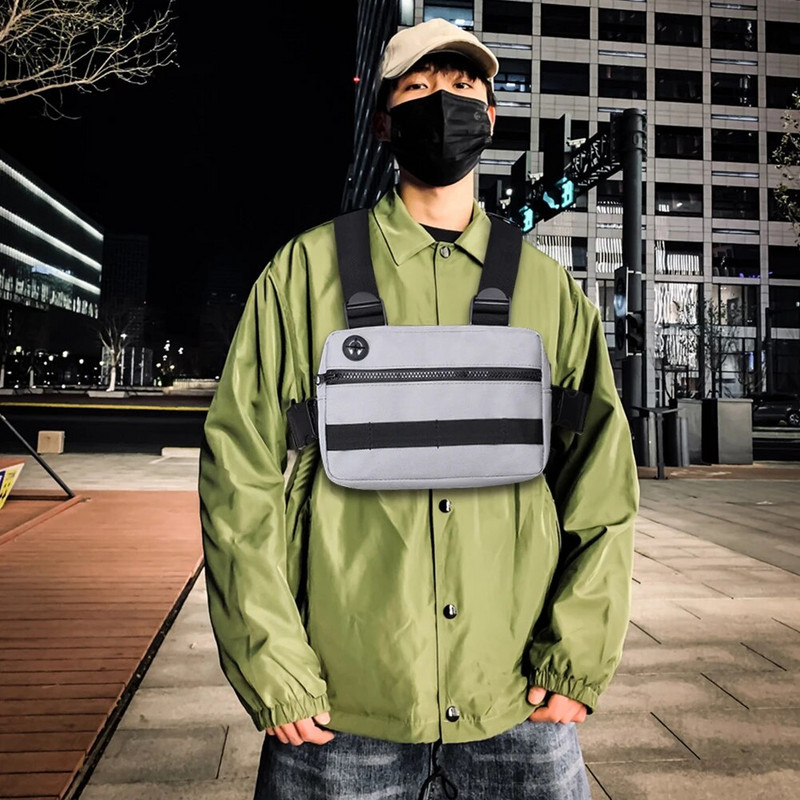 Taktická multifunkčná hip hopová taška na hrudník, unisex obdĺžniková taška na opasok, cestovná bežecká taška na telefón, streetwear taška na pás, ľadvinky