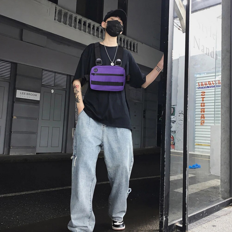 Taktická multifunkčná hip hopová taška na hrudník, unisex obdĺžniková taška na opasok, cestovná bežecká taška na telefón, streetwear taška na pás, ľadvinky