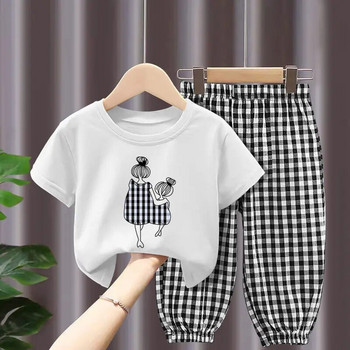 Καλοκαιρινά Σετ Παιδικά Ρούχα Κοριτσίστικα Μητέρα Παιδικά Ρούχα Παιδιού Χαριτωμένο Μόδα Βαμβακερό T-shirt Top Παντελόνι 2τμχ Βρεφικά Ρούχα Κοριτσιού