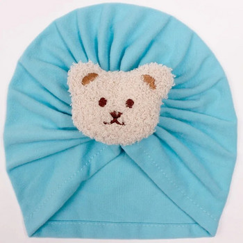 Βρεφικά καπέλα με κόμπους για κορίτσια Beanie Cute Bear Headband Καπέλο τουρμπάνι για βρέφη Αξεσουάρ για μαλλιά για νεογέννητα χειμωνιάτικο ζεστό μπόνε Παιδικά καπέλα