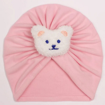 Βρεφικά καπέλα με κόμπους για κορίτσια Beanie Cute Bear Headband Καπέλο τουρμπάνι για βρέφη Αξεσουάρ για μαλλιά για νεογέννητα χειμωνιάτικο ζεστό μπόνε Παιδικά καπέλα