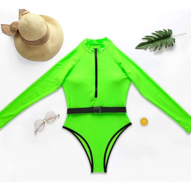 Costum de baie de vară cu mânecă lungă închisă costum de baie pentru femei Costum de baie pentru plajă pentru surfing îmbrăcăminte de înot