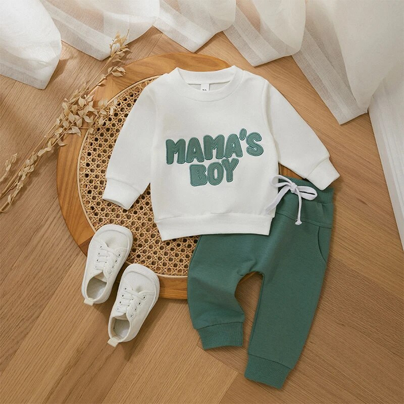 Rudeniniai kūdikiai berniukai Drabužiai Vaikai Vaikai Sportinis kostiumas Mados Raidės Siuvinėjimas Ilgomis rankovėmis Megztiniai Viršutiniai raišteliai Kelnės Drabužiai