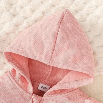 Прохождащо бебе момиче пролет есен комплект дрехи Розово горнище с качулка с дълъг ръкав + панталони Love Print Ежедневно облекло за новородено бебе